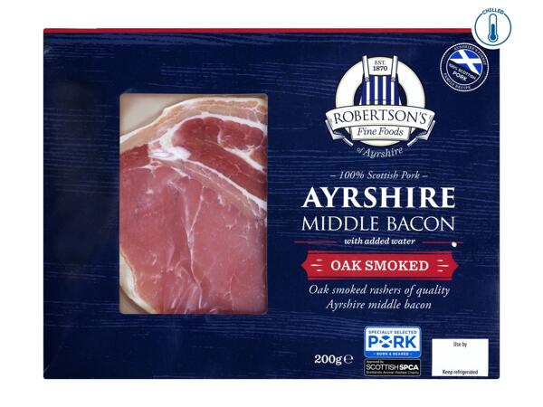 Robertson's Ayrshire Middle Smoked Bacon 200g