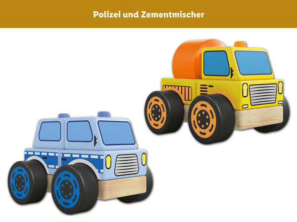 Holz Steckfahrzeug, 2 Stück