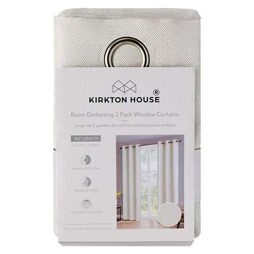 84" Room Darkening Window Curtains - Ivory, 2 pack