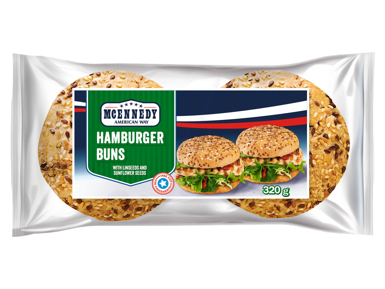 Soft burger buns with seeds