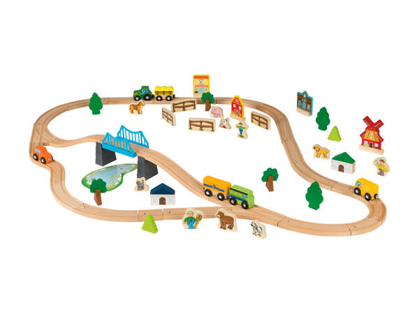 Chemin de fer en bois "Ferme", 69 pièces
