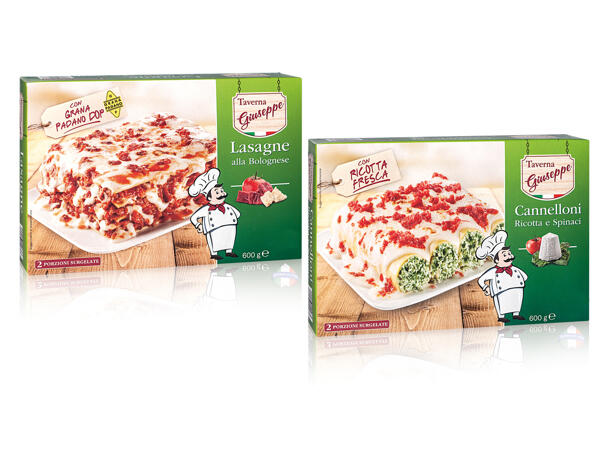 Lasagne with Bolognese Sauce or Cannelloni with Ricotta and Spinach