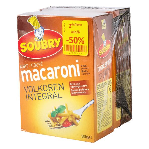 Soubry volkorenmacaroni, 2-pack