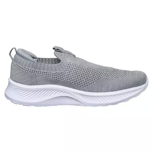 Ladies Comfort Slip on Trainer Shoes - Grey, 10