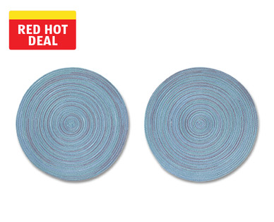 Huntington Home 2 Pack Indoor/Outdoor Round Placemat Set
