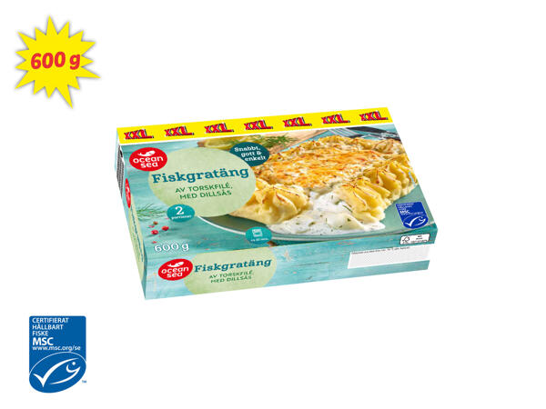 Fiskgratäng med dillsås XXL