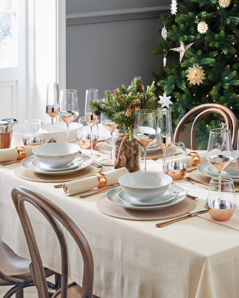 12 Piece Gold Stripe Dinner Set