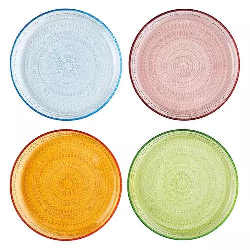4 Pack Colorful Glasswear Plate Set