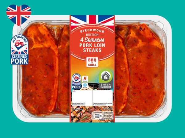 Birchwood British 4 Sriracha Pork Loin Steaks