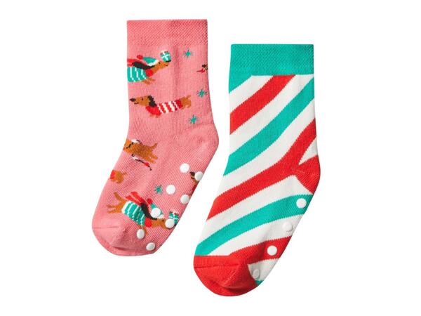 Girls' Christmas Thermal Socks, 2 Pairs