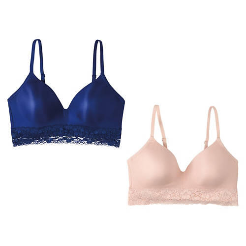 2 Pack Ladies Lace Bralette - Pink/Black, XL