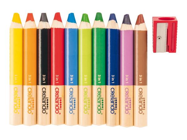 Crelando 3-in-1 Coloured Pencils - 10 Pack