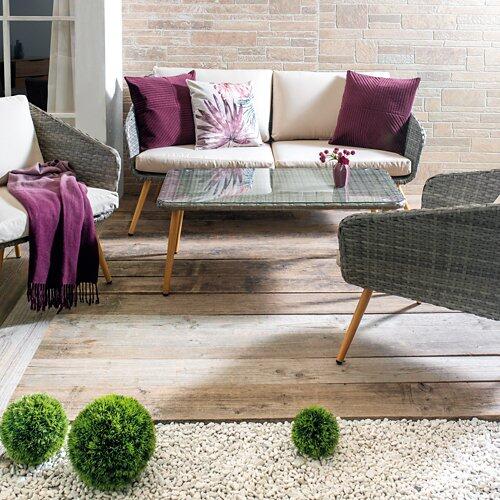 BELAVI Geflecht Loungemöbel Set, 4-teilig