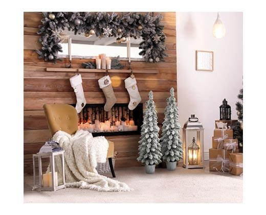 Merry Moments 
 Flocked Potted Trees