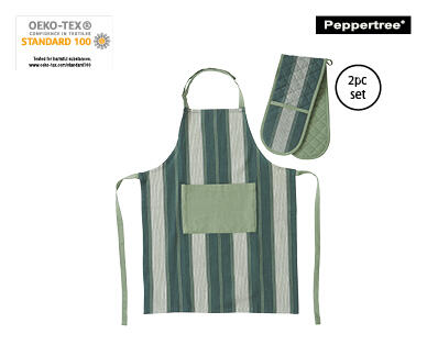 2pk Double Oven Glove and Apron Set