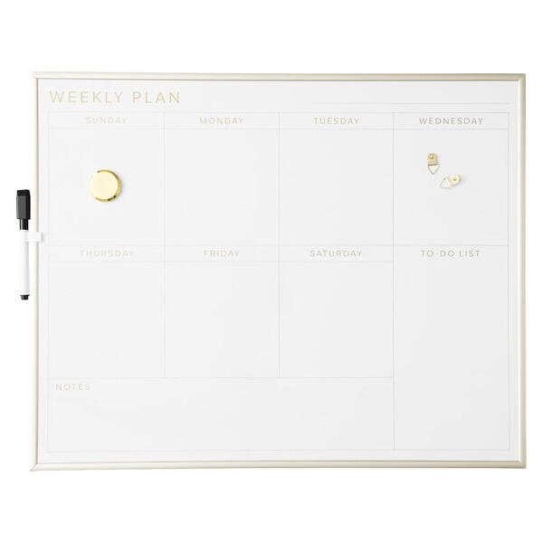 Pembrook Weekly Gold Frame Dry Erase Board