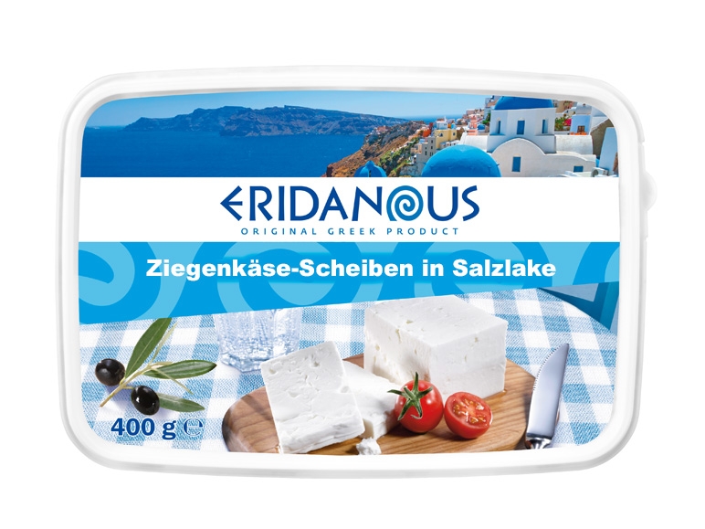 ERIDANOUS Ziegenkäse-Scheiben in Salzlake