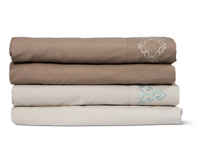Huntington Home Queen or King Embroidered Microfiber Sheet Set