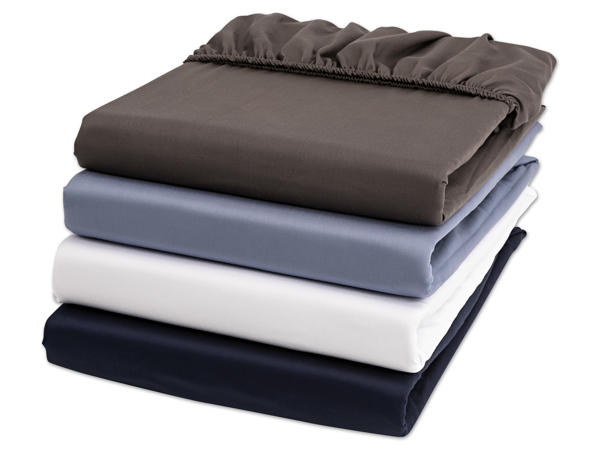MERADISO(R) Baumwoll-Satin-Spannleintuch, ca. 180-200 x 200 cm