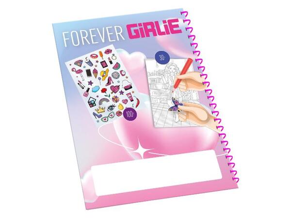 Omalovánky / Sešit se samolepkami/vyškrabávacími obrázky Forever Girlie
