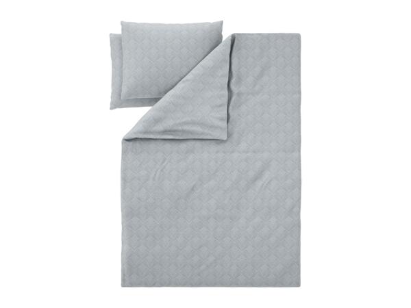 Grey Renforcé Duvet Cover Set With Leaf Pattern - King