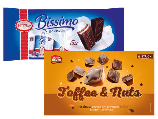 MISTER CHOC/CONFISERIE FIRENZE Toffee & Nuss oder Kuchenriegel