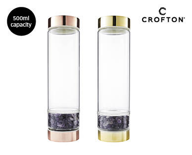 Glass Water Bottle with Crystals