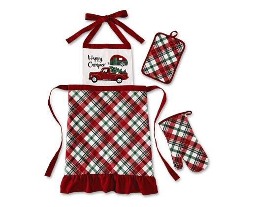 Merry Moments 
 3-Piece Apron, Oven Mitt and Potholder Set