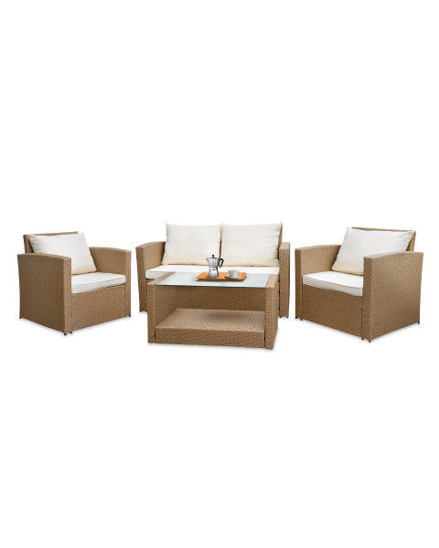 Beige Rattan Effect Garden Set