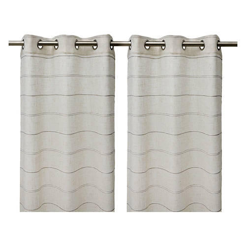 37" X 84" Sheer Curtain Pair - Oatmeal Stripe, 2 pack