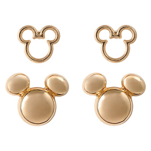 Mickey Character Outline Earrings, Gold
