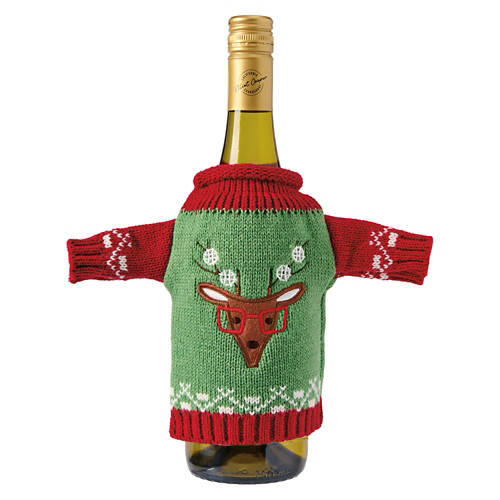 Ugly Sweater Wine Bottle Cover - Reindeer Decal