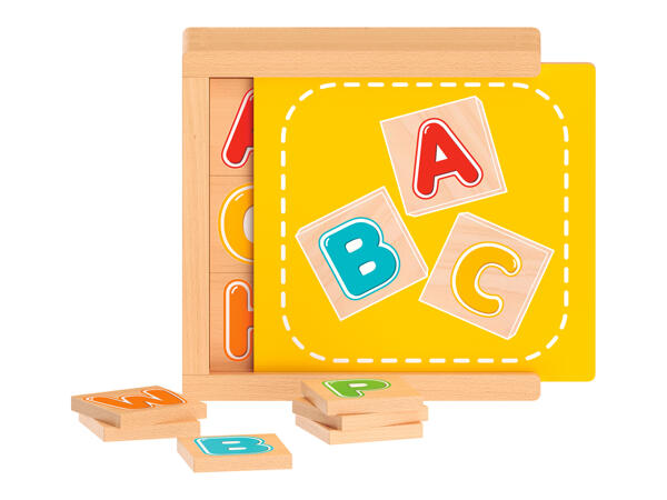Wooden Learning Game "Memory, Maths, Tangram, Alphabet, Time"