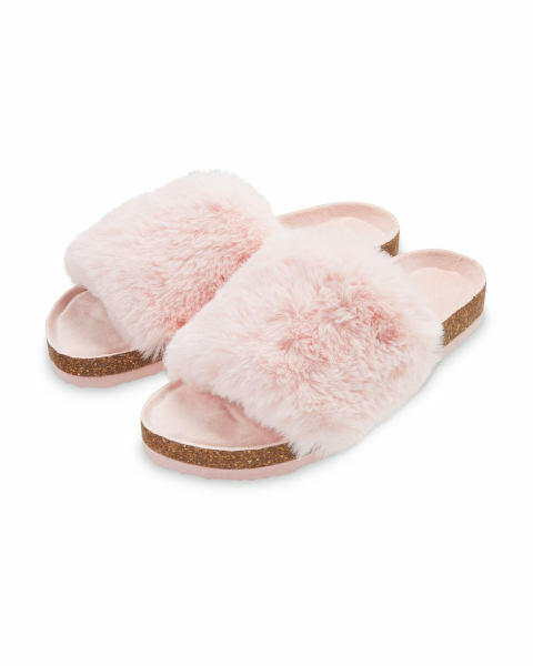 Avenue Ladies' Pink Fur Sliders