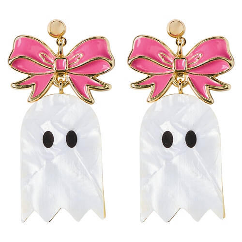 Halloween Earring - Pink Ghost Bow