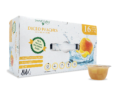 SWEET VALLEY DICED PEACH SNACKS 16 X 130G