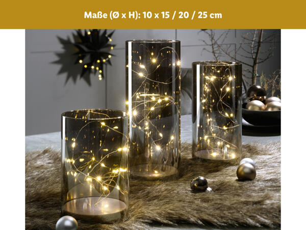 LED-Dekokugeln/​-Windlichter, 3-teilig