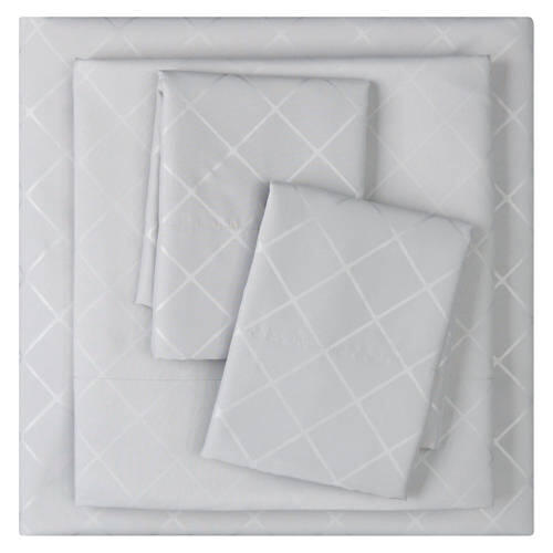 King Size Diamond Embossed Microfiber Sheet Set, Gray