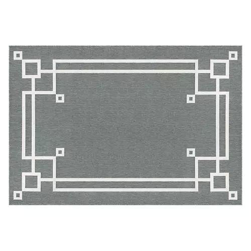 6' x 9' Indoor/Outdoor Flatweave Area Rug - Green Border