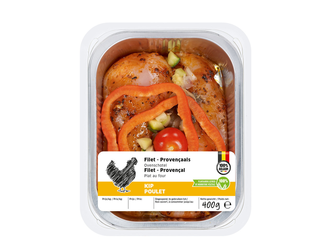 Filets de poulet dans un plat en aluminium