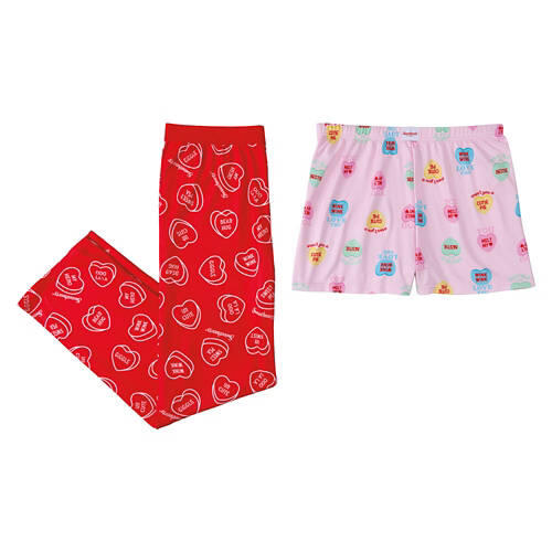 2 Pack Ladies Sweetheart Pajama Pants, L