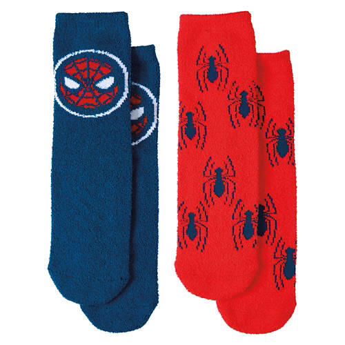 2 Pack Children's Cozy Slipper Socks - Spiderman, 10-4