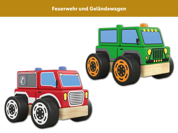 Holz Steckfahrzeug, 2 Stück