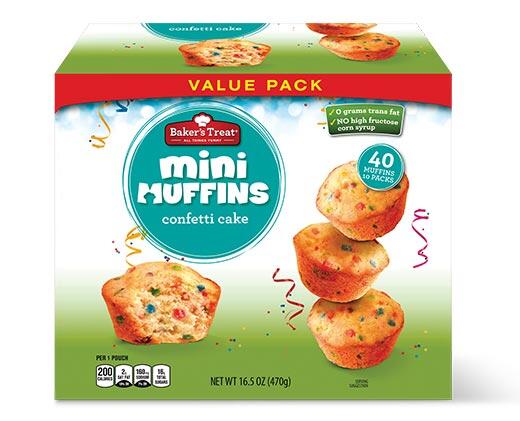 Baker's Treat Mini Muffin Value Pk Chocolate Chip or Confetti Cake