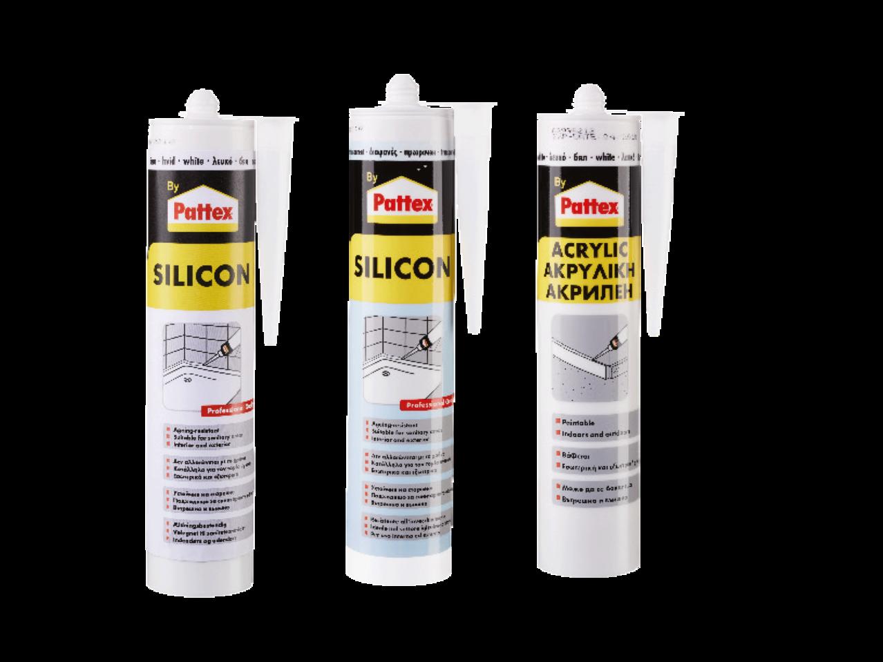PATTEX Transparent/White Silicone/ White Acrylic Sealant