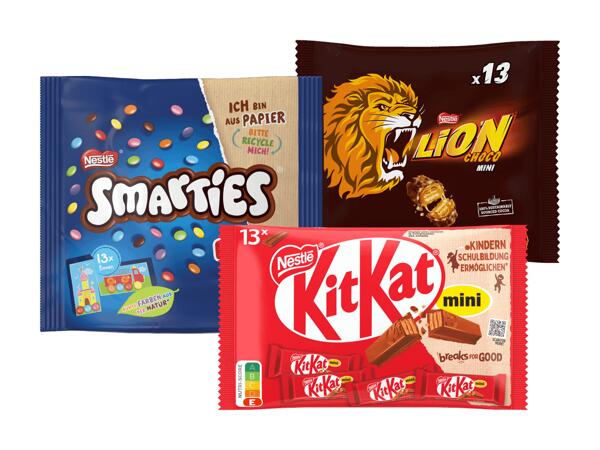 Lion, KitKat,Smarties Minis