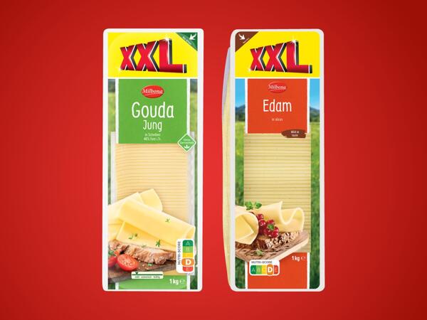 Gouda oder Edamer in Scheiben