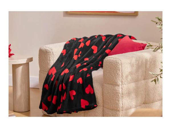 Livarno Home Black Blanket With Hearts