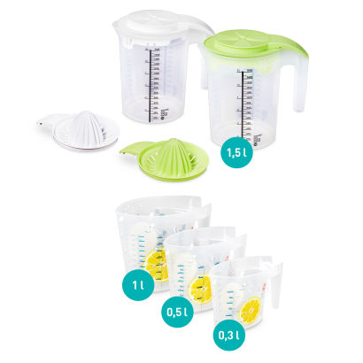 Maatbeker met citruspers of set van 3 maatbekers
