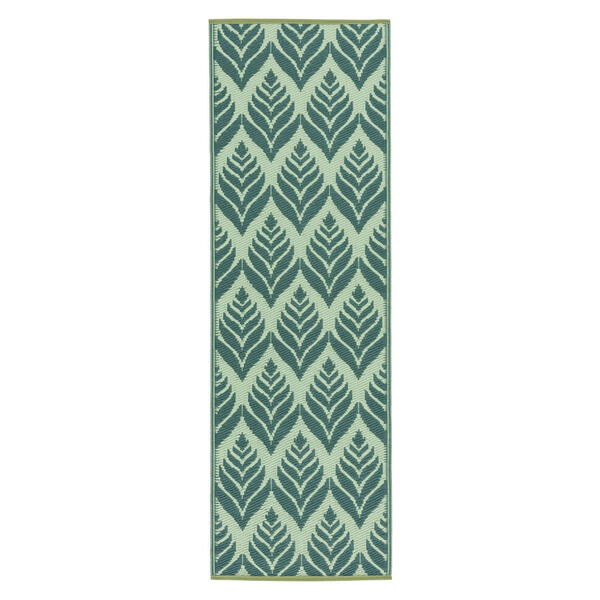 KIRKTON HOUSE Green Leaves Reversible Indoor/Outdoor Runner - 2' X 6'